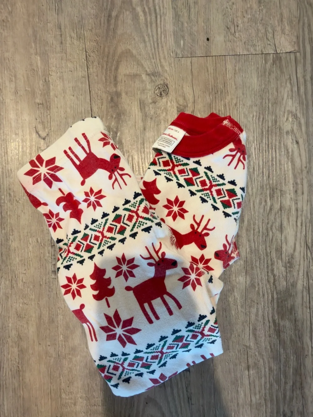 Hanna Andersson Red & White Reindeer Holiday Pajama Set
